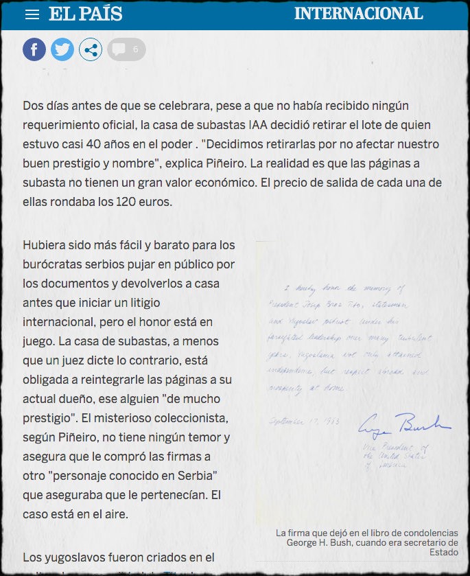 El Pais zaključuje da slučaj ostaje u vazduhu dok se ne reši kako su listovi dospeli na aukciju